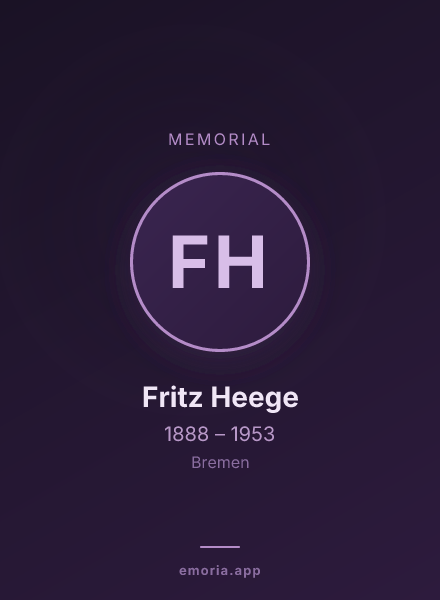 Memorial portrait of Fritz Heege