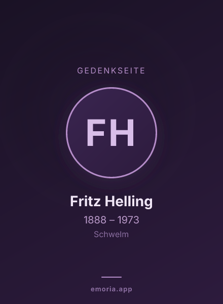Gedenkportrait von Fritz Helling