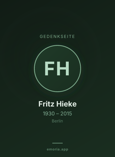 Gedenkportrait von Fritz Hieke