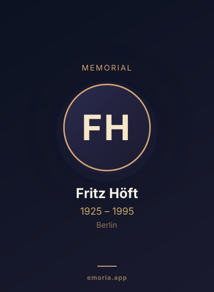 Memorial portrait of Fritz Höft