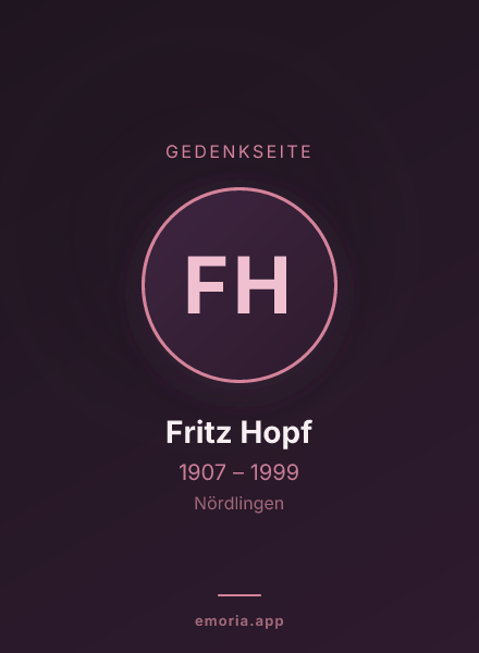 Gedenkportrait von Fritz Hopf