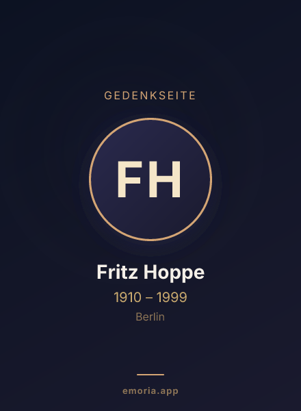 Gedenkportrait von Fritz Hoppe