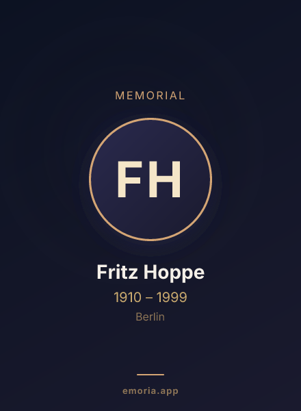 Memorial portrait of Fritz Hoppe