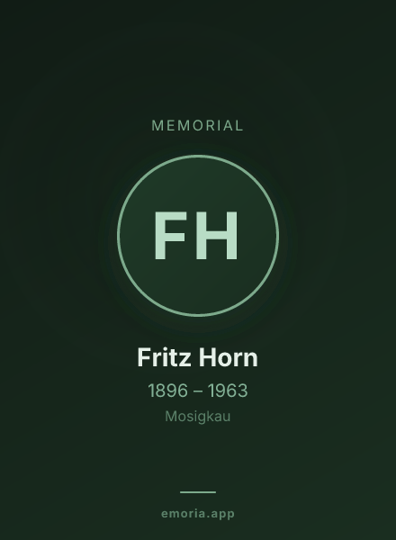 Memorial portrait of Fritz Horn