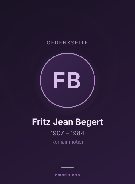 Gedenkportrait von Fritz Jean Begert