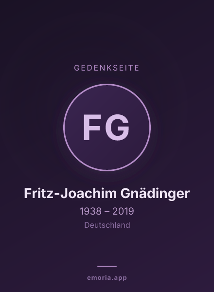 Gedenkportrait von Fritz-Joachim Gnädinger