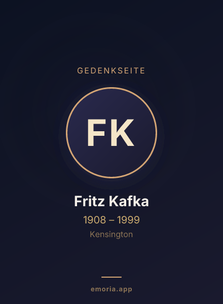 Gedenkportrait von Fritz Kafka
