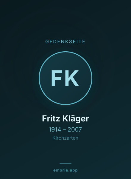 Gedenkportrait von Fritz Kläger