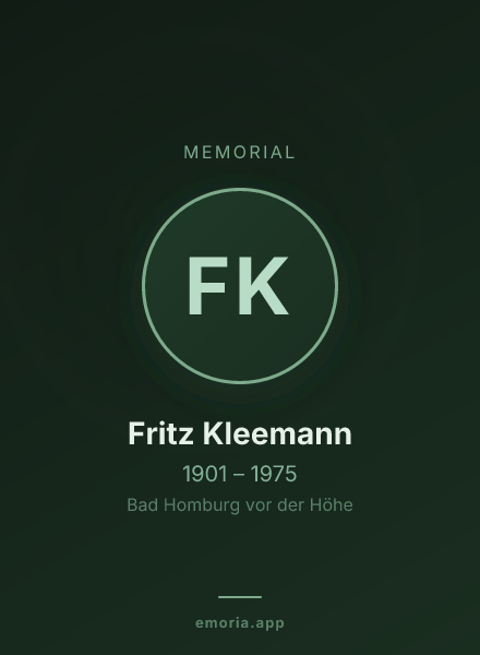 Memorial portrait of Fritz Kleemann