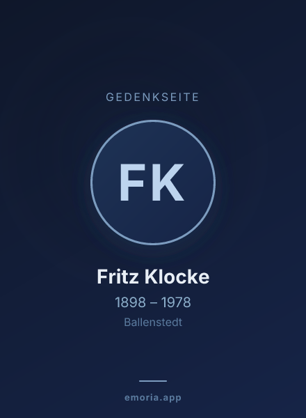Gedenkportrait von Fritz Klocke