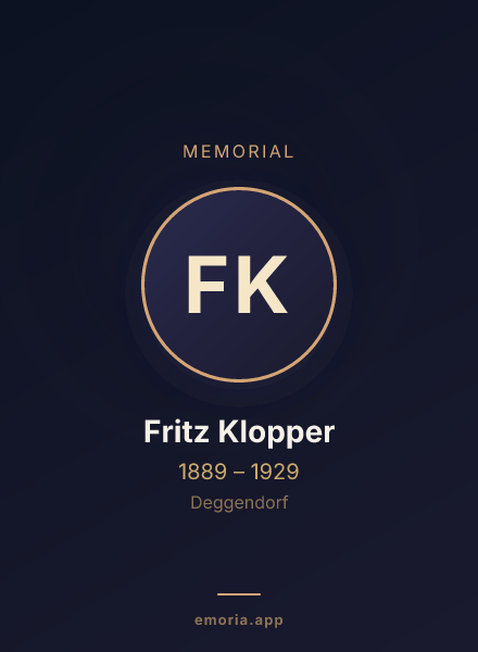 Memorial portrait of Fritz Klopper