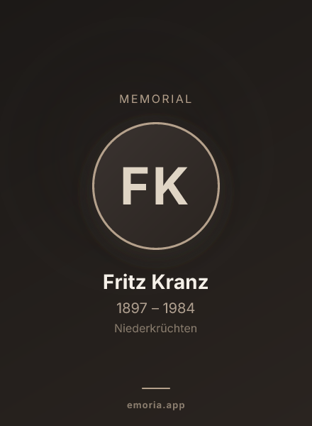 Memorial portrait of Fritz Kranz