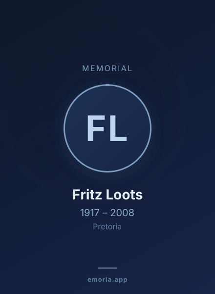 Memorial portrait of Fritz Loots