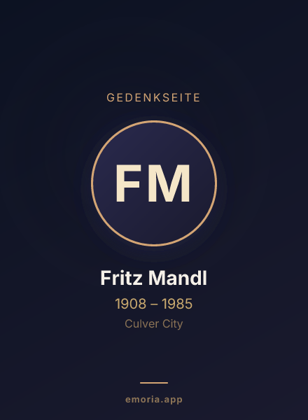 Gedenkportrait von Fritz Mandl