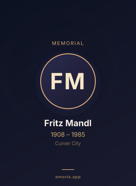 Memorial portrait of Fritz Mandl