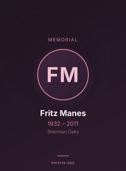 Memorial portrait of Fritz Manes
