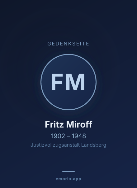 Gedenkportrait von Fritz Miroff