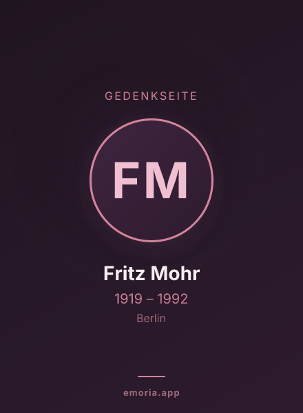 Gedenkportrait von Fritz Mohr