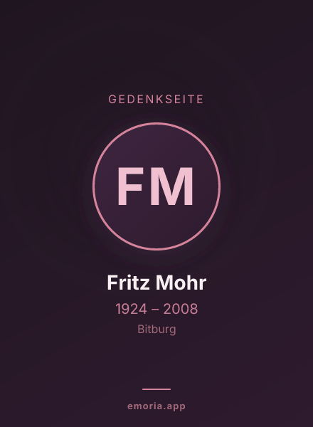 Gedenkportrait von Fritz Mohr