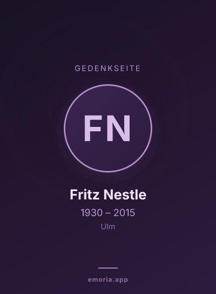 Gedenkportrait von Fritz Nestle