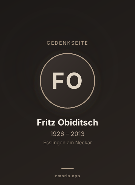 Gedenkportrait von Fritz Obiditsch