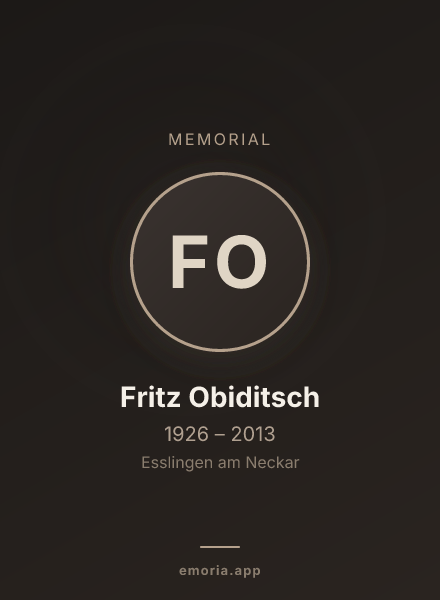 Memorial portrait of Fritz Obiditsch