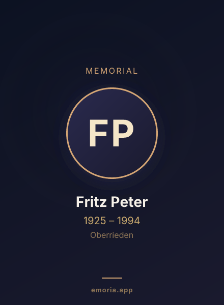 Memorial portrait of Fritz Peter