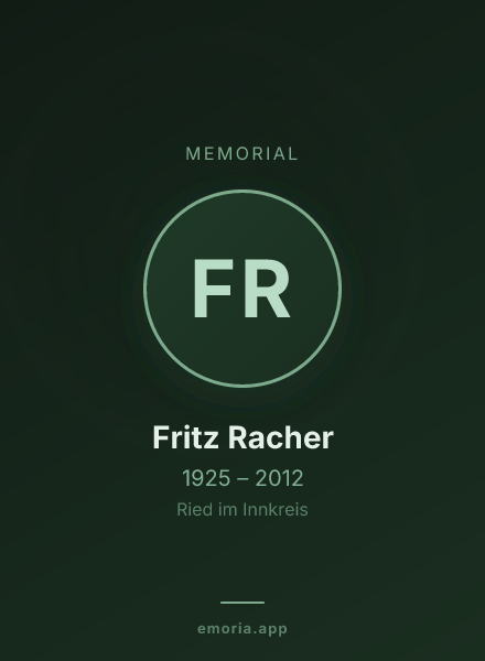 Memorial portrait of Fritz Racher