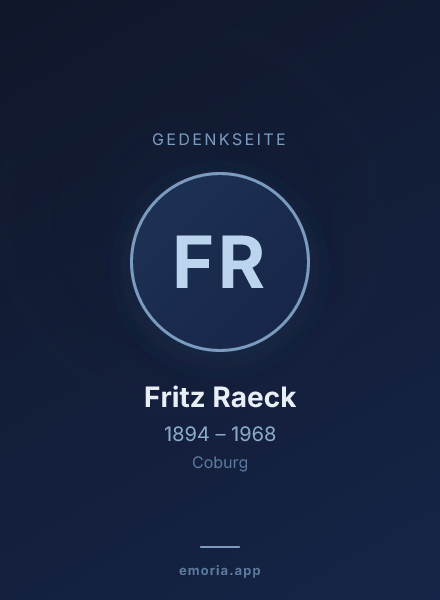 Gedenkportrait von Fritz Raeck