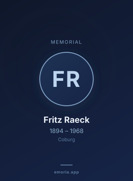 Memorial portrait of Fritz Raeck