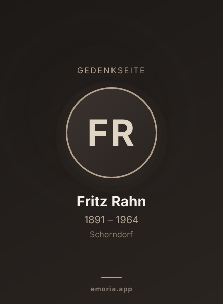 Gedenkportrait von Fritz Rahn