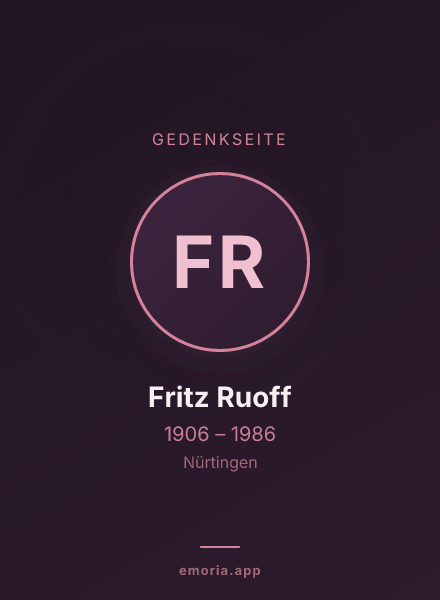 Gedenkportrait von Fritz Ruoff