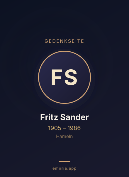Gedenkportrait von Fritz Sander
