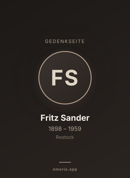 Gedenkportrait von Fritz Sander
