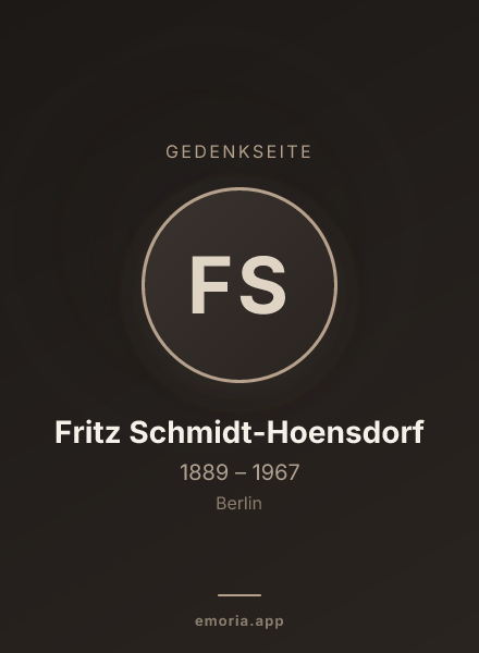 Gedenkportrait von Fritz Schmidt-Hoensdorf