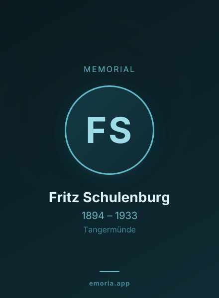 Memorial portrait of Fritz Schulenburg