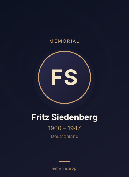 Memorial portrait of Fritz Siedenberg