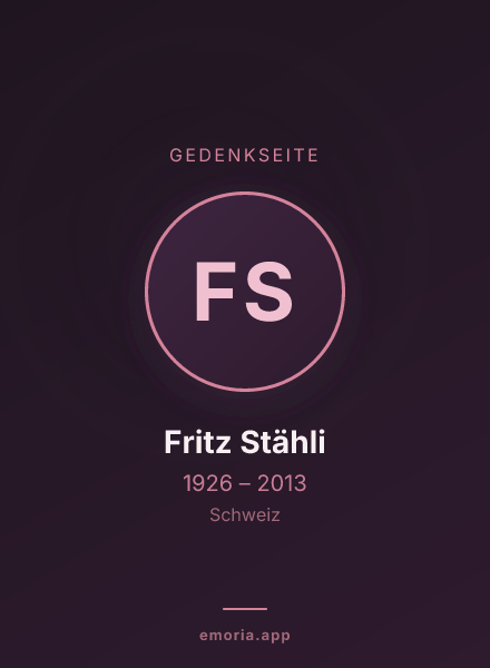 Gedenkportrait von Fritz Stähli
