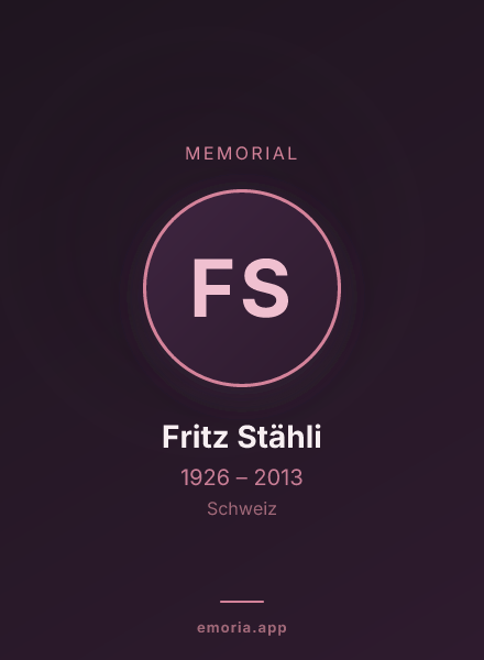 Memorial portrait of Fritz Stähli