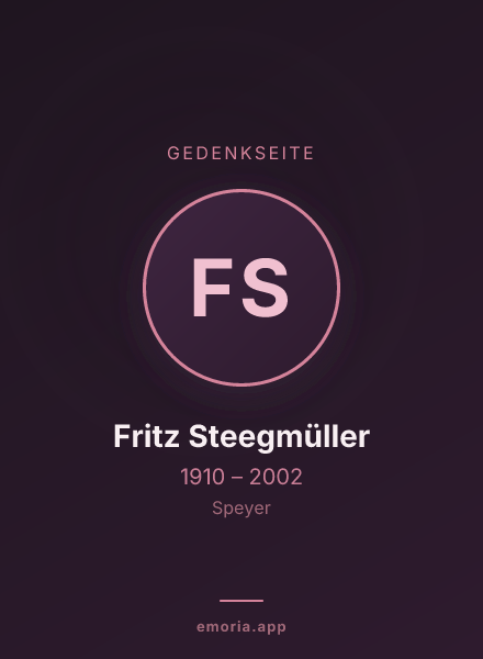 Gedenkportrait von Fritz Steegmüller