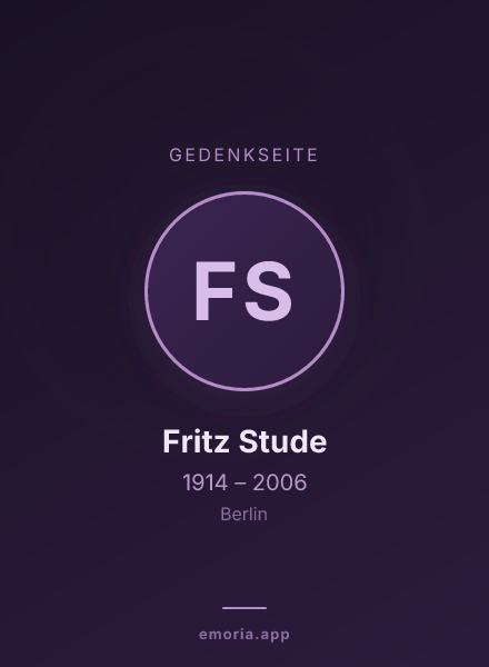 Gedenkportrait von Fritz Stude