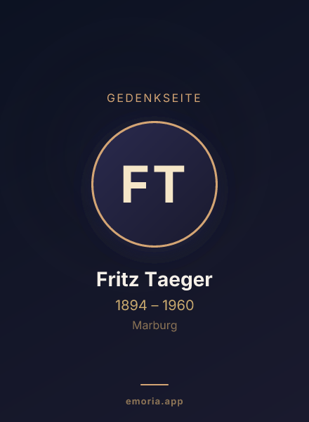 Gedenkportrait von Fritz Taeger