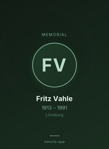 Memorial portrait of Fritz Vahle