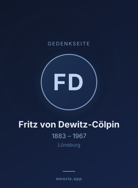 Gedenkportrait von Fritz von Dewitz-Cölpin