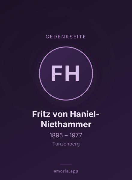 Gedenkportrait von Fritz von Haniel-Niethammer