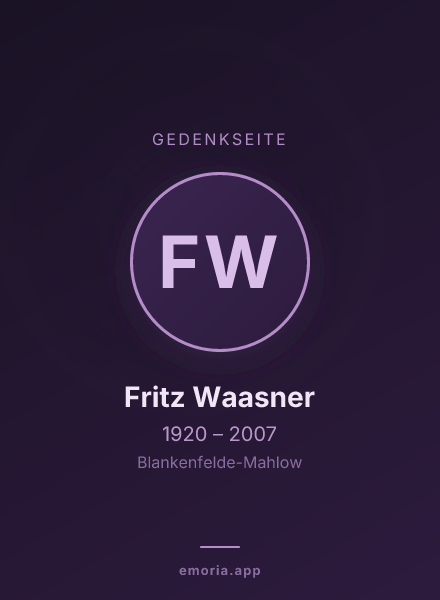 Gedenkportrait von Fritz Waasner