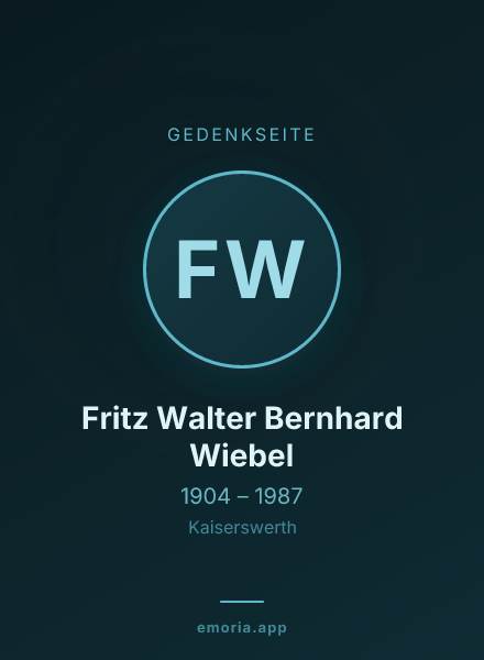 Gedenkportrait von Fritz Walter Bernhard Wiebel