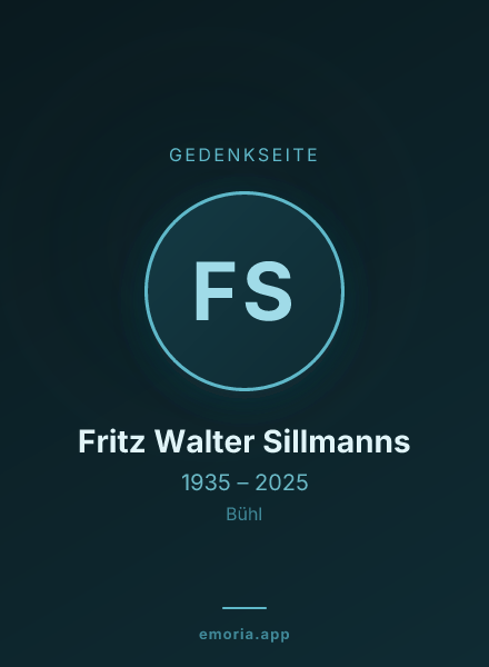 Gedenkportrait von Fritz Walter Sillmanns