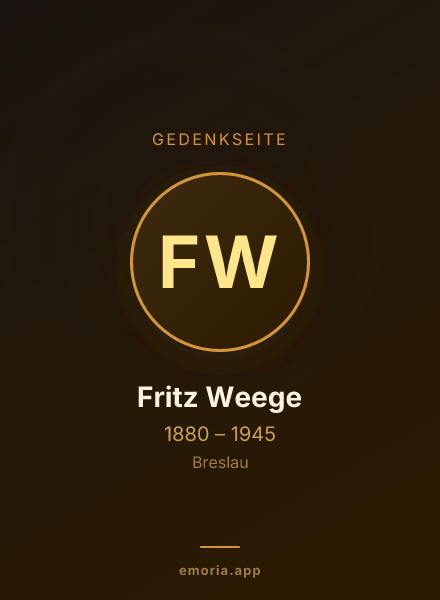 Gedenkportrait von Fritz Weege