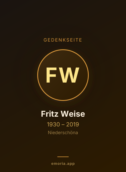 Gedenkportrait von Fritz Weise